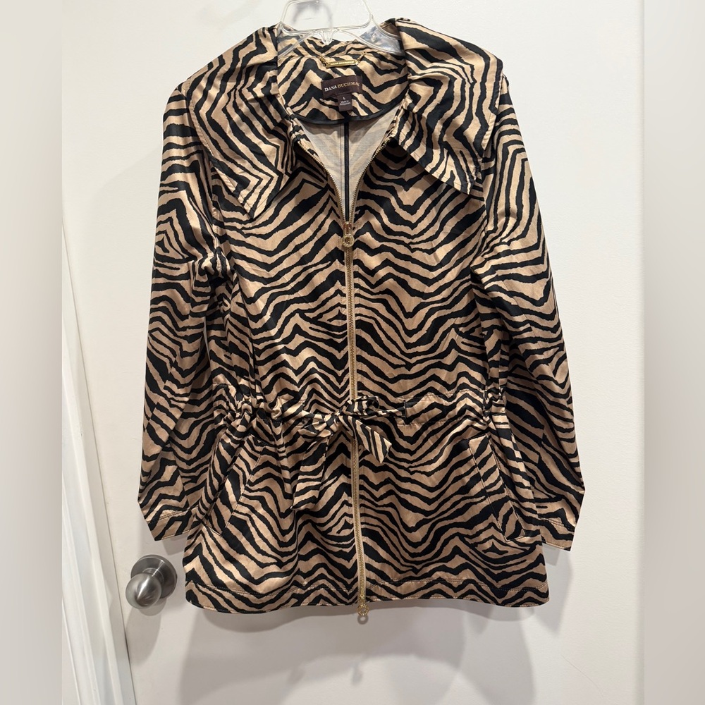 Dana Buchman Zebra Print Jacket - Belted. Size L - Elegant. Very Gently used.